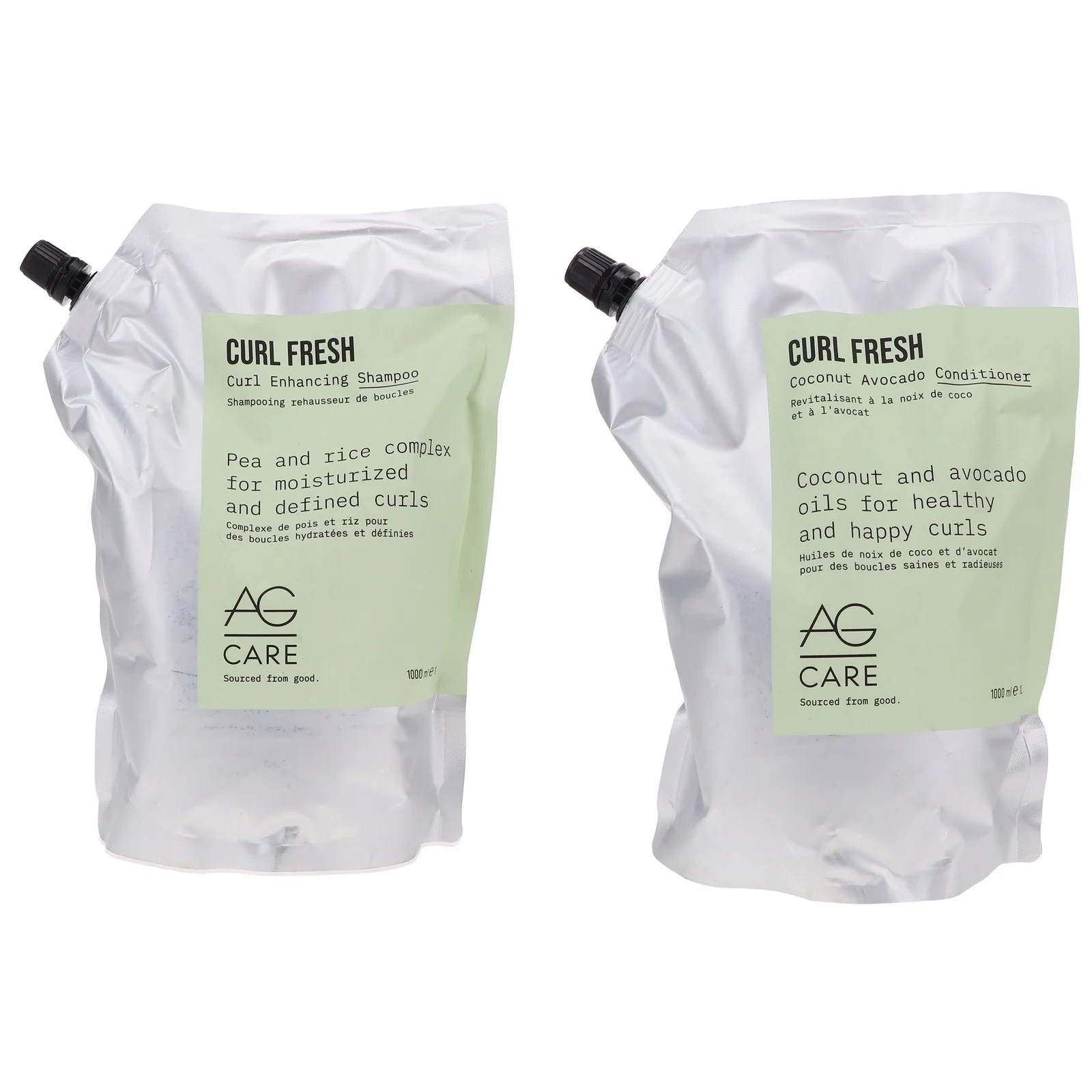 AG Care Curl Fresh Curl Enhancing Shampoo and Coconut Avocado Conditioner 1000ml