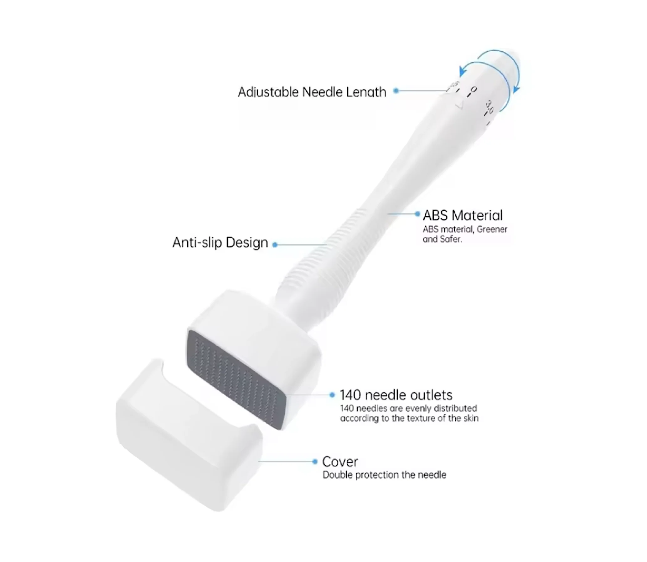 DRS Derma Stamp 140 Adjustable Needle Length Titanium Microneedling Stamp - Image 3