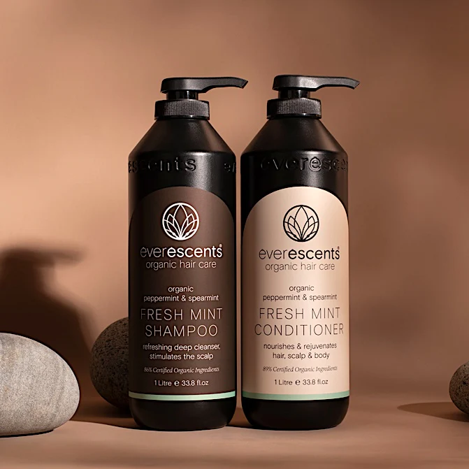 Everescents Organic Fresh Mint Hair Regrowth Shampoo and Conditioner 1000ml - Image 2