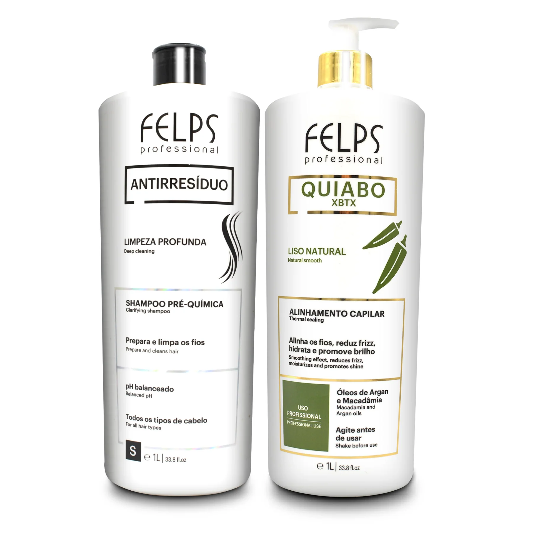 Felps Clarifying Shampoo and Okra Quiabo Brazilian XBTX Thermal Sealing Duo