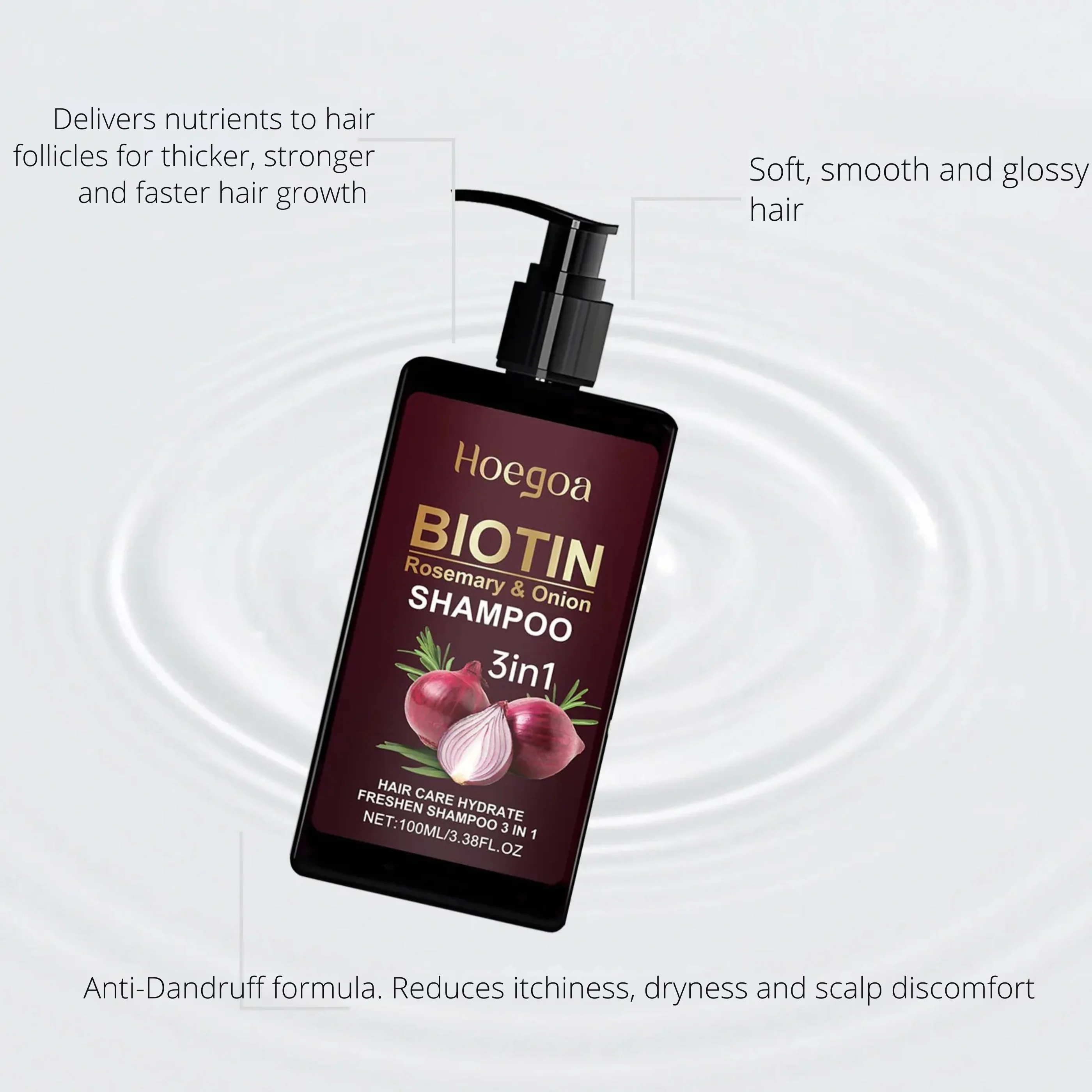 Hoegoa 3 In 1 Biotin Rosemary and Onion Shampoo 100g - Image 2