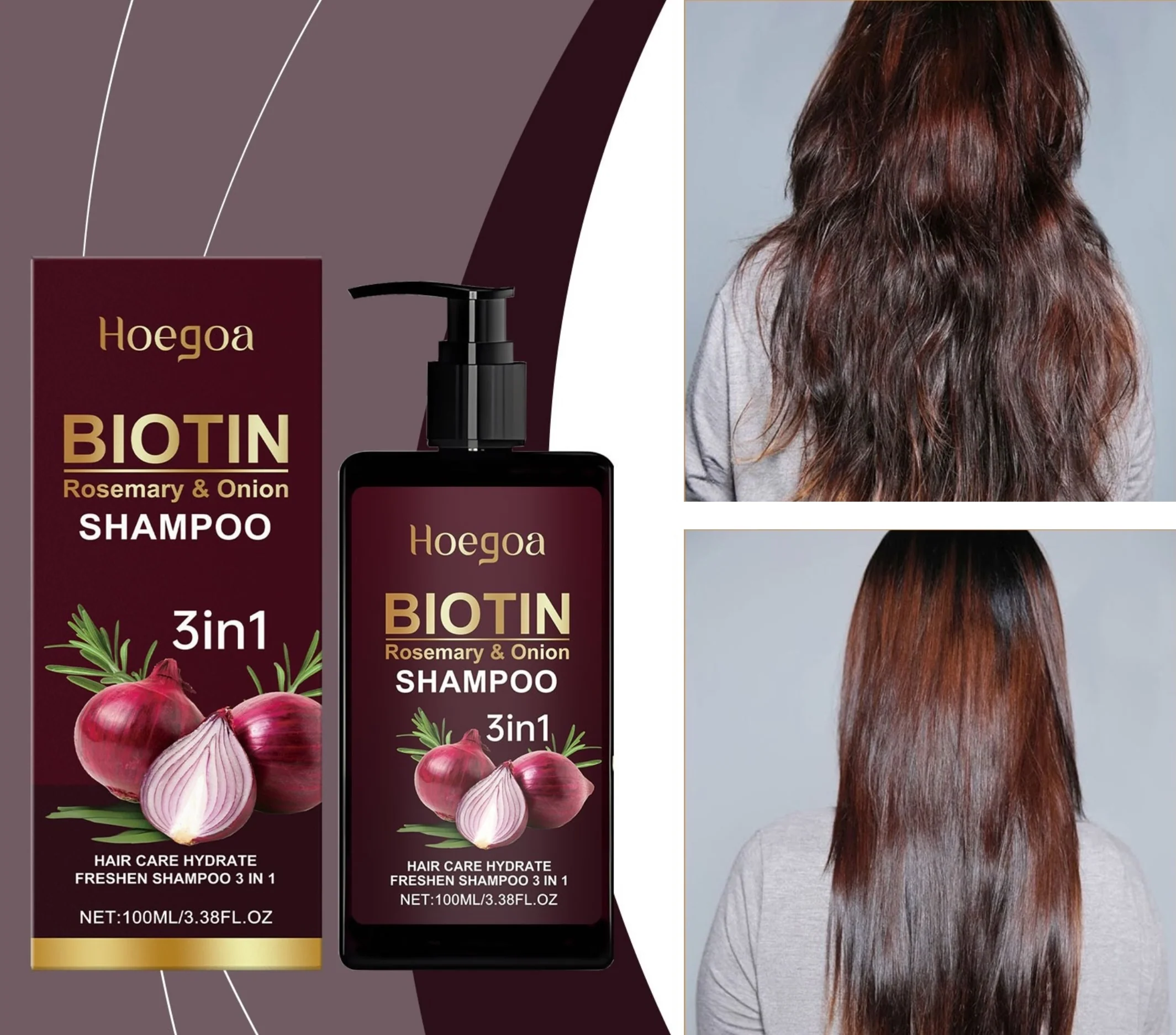 Hoegoa 3 In 1 Biotin Rosemary and Onion Shampoo 100g - Image 3