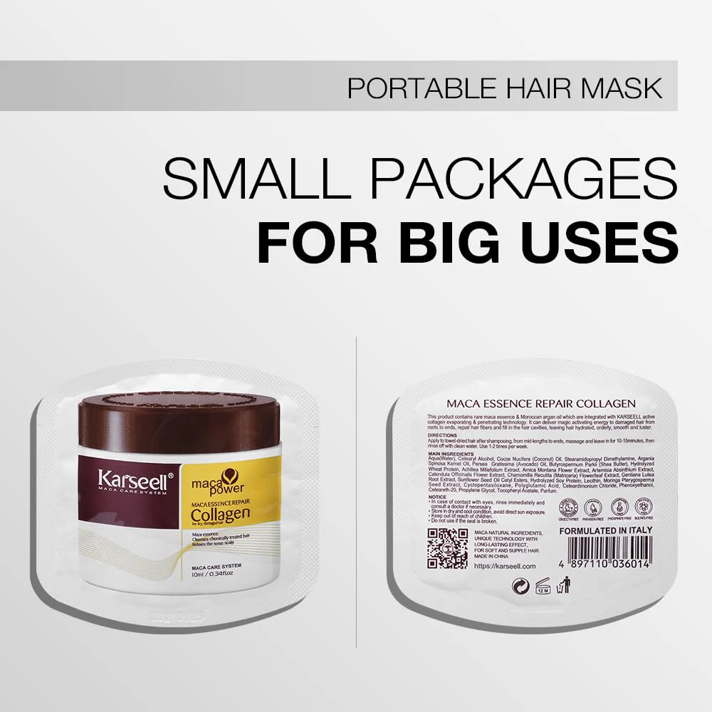 Karseell Maca Power Essence Repair Collagen Hair Travel Masks (24pc) - Image 4