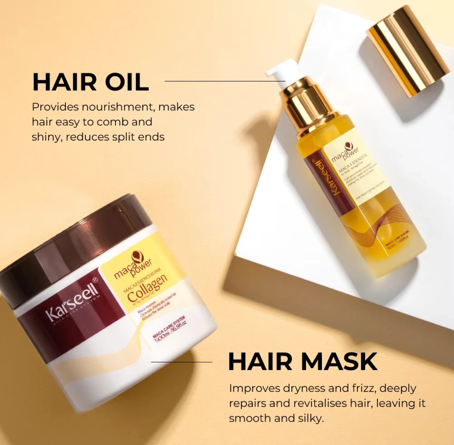 Karseell Maca Power Essence Repair Hair Mask and Serum Duo - Image 2