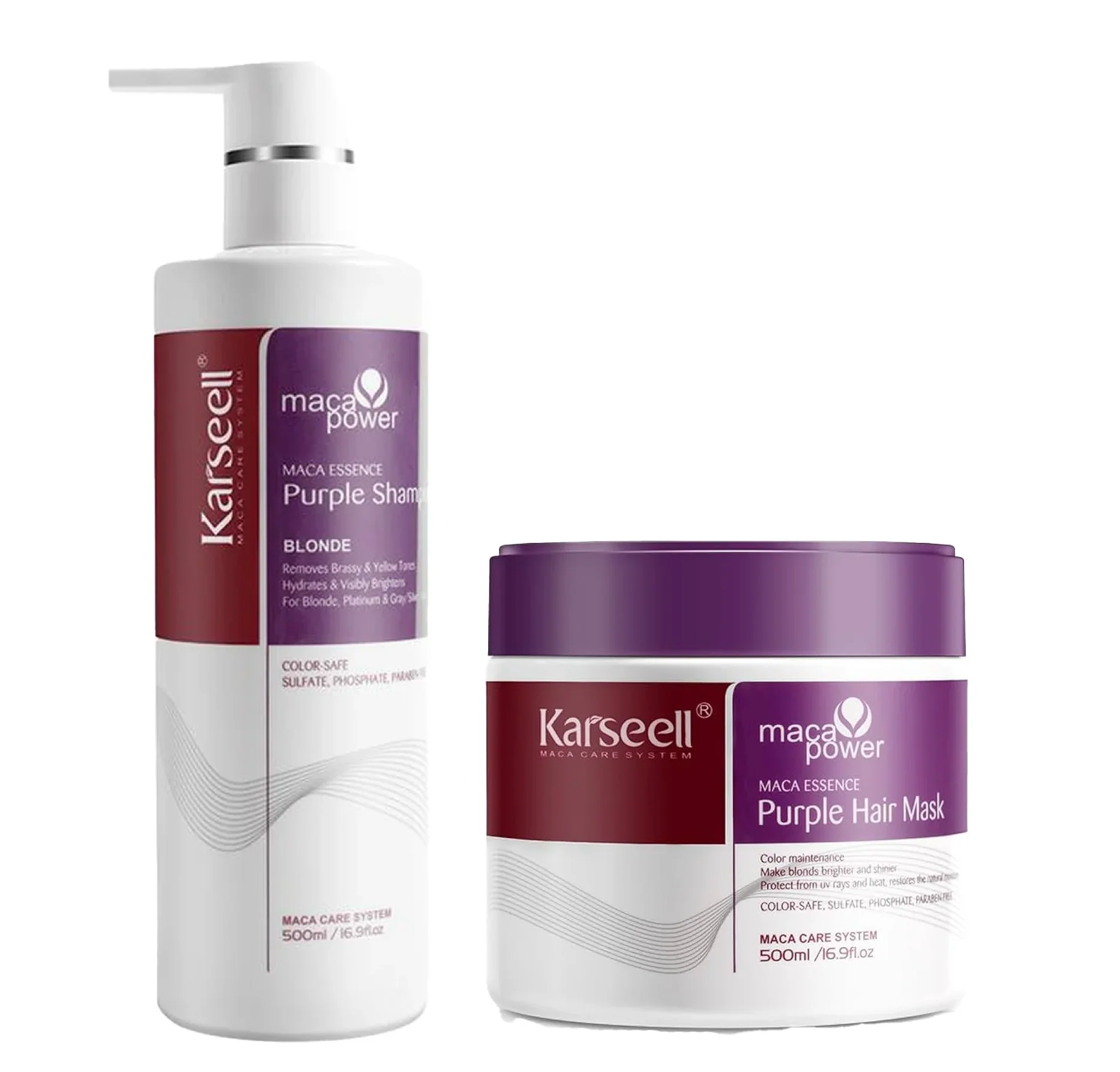 Karseell Maca Power Purple Shampoo and Mask 500ml