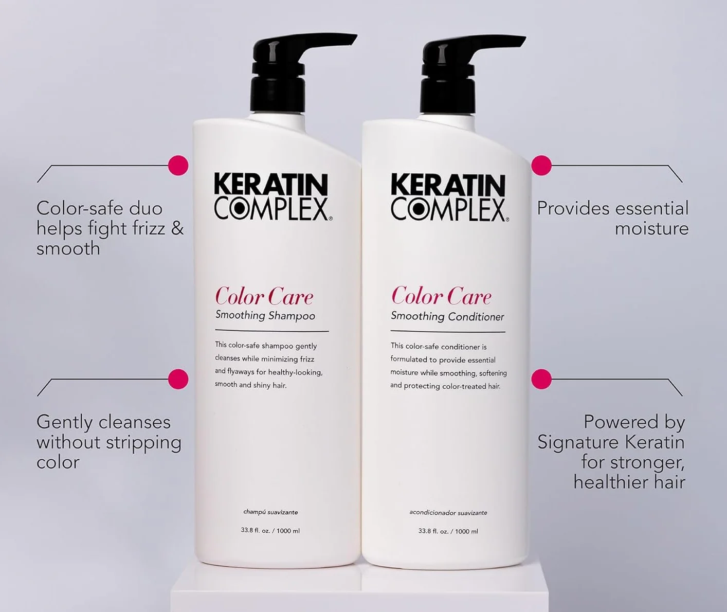 Keratin Complex Color Care Smoothing Shampoo and Conditioner 1000ml - Image 2