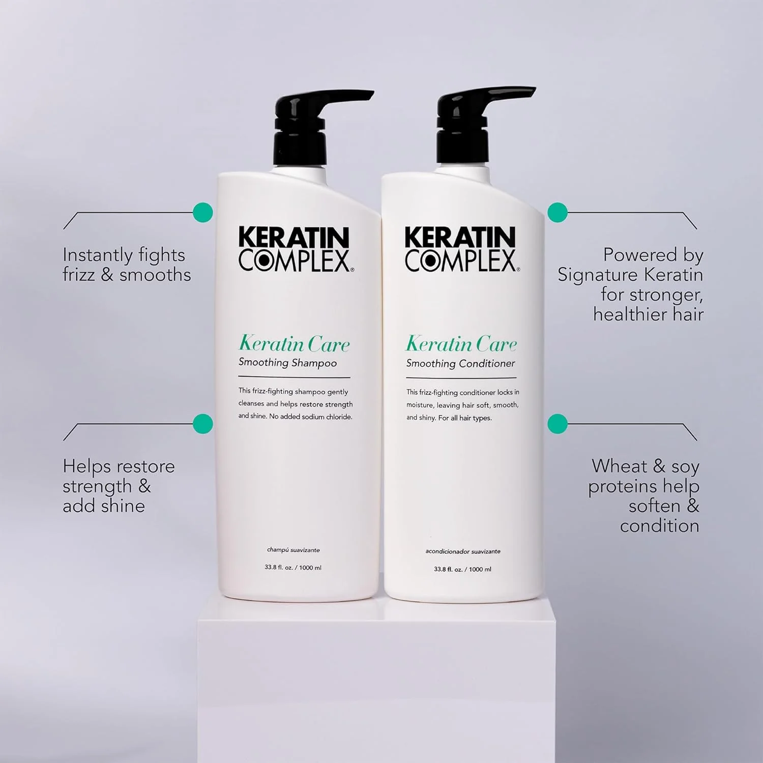 Keratin Complex Keratin Care Smoothing Shampoo and Conditioner 1000ml - Image 2