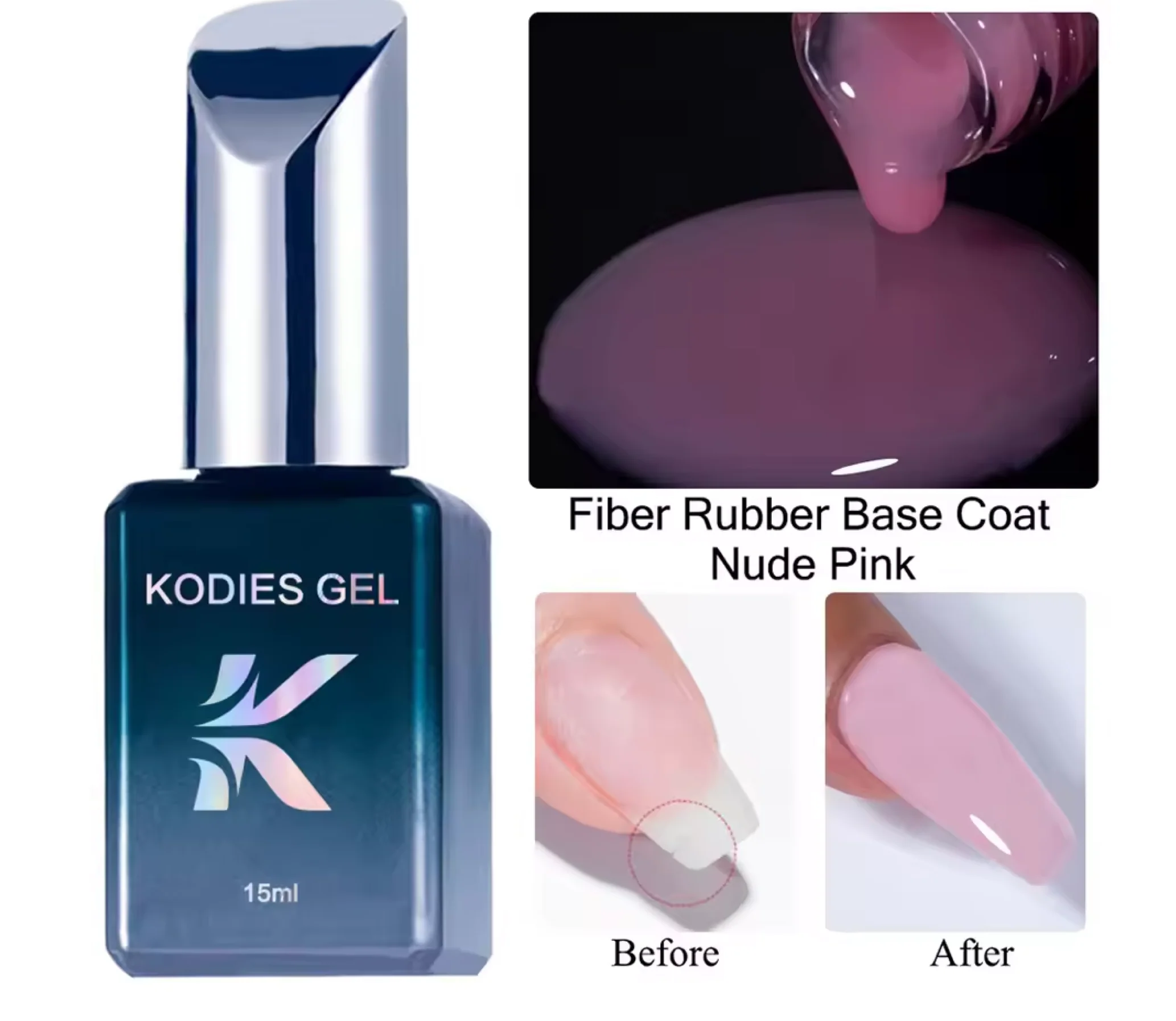 Kodies Cracked Nail Repair Super Fiber Rubber Base Gel Coat 15ml - Image 3