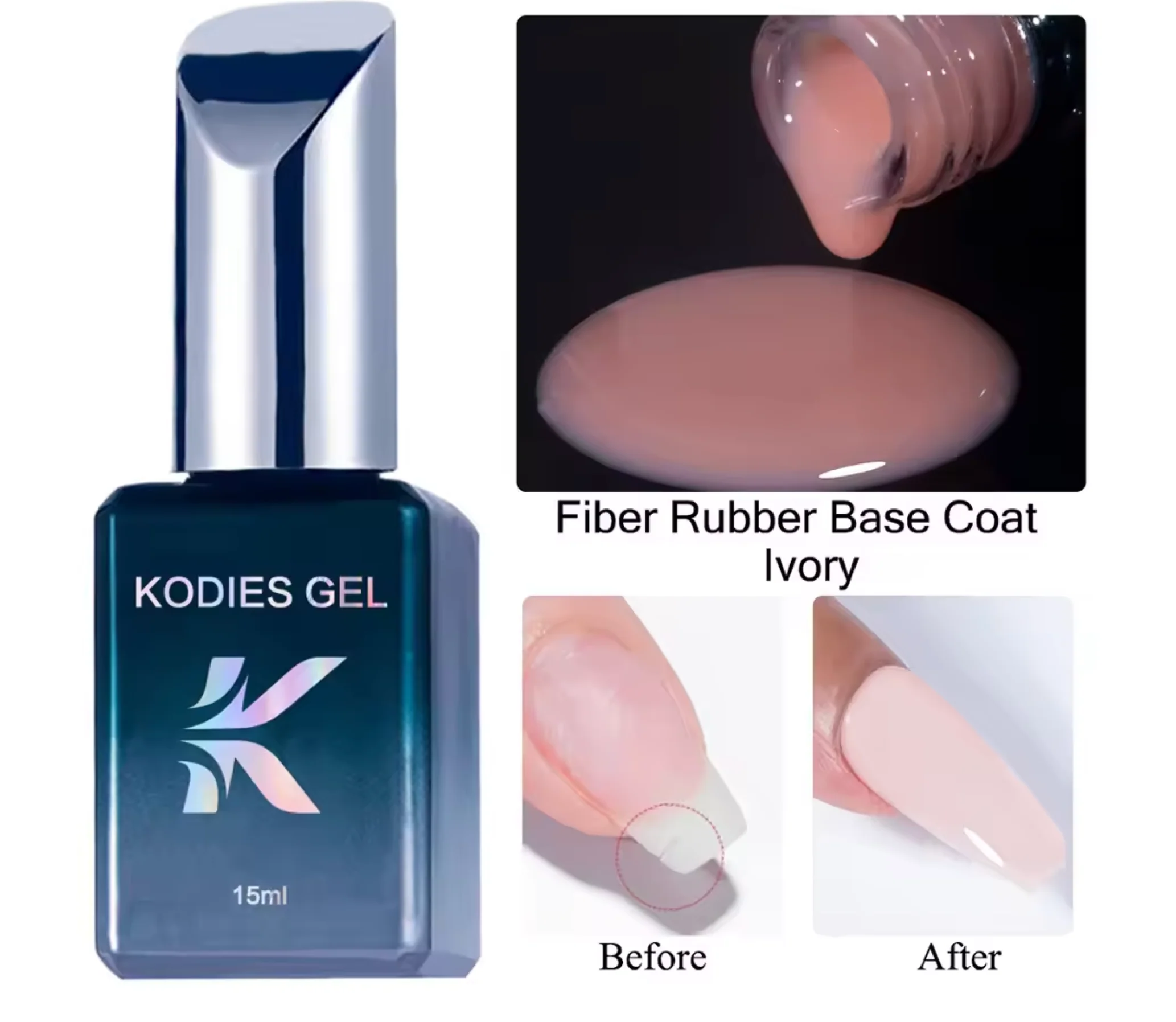 Kodies Cracked Nail Repair Super Fiber Rubber Base Gel Coat 15ml - Image 5