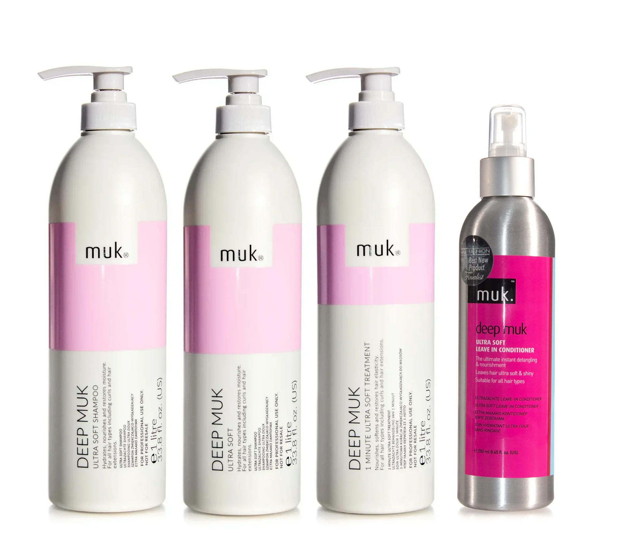 Muk Deep Ultra Soft Shampoo & Conditioner 1000ml + Treatment + Leave In Conditioner