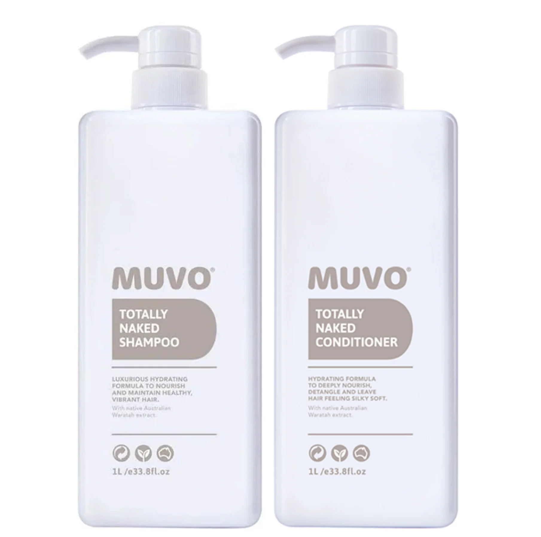 Muvo Totally Naked Shampoo and Conditioner 1000ml