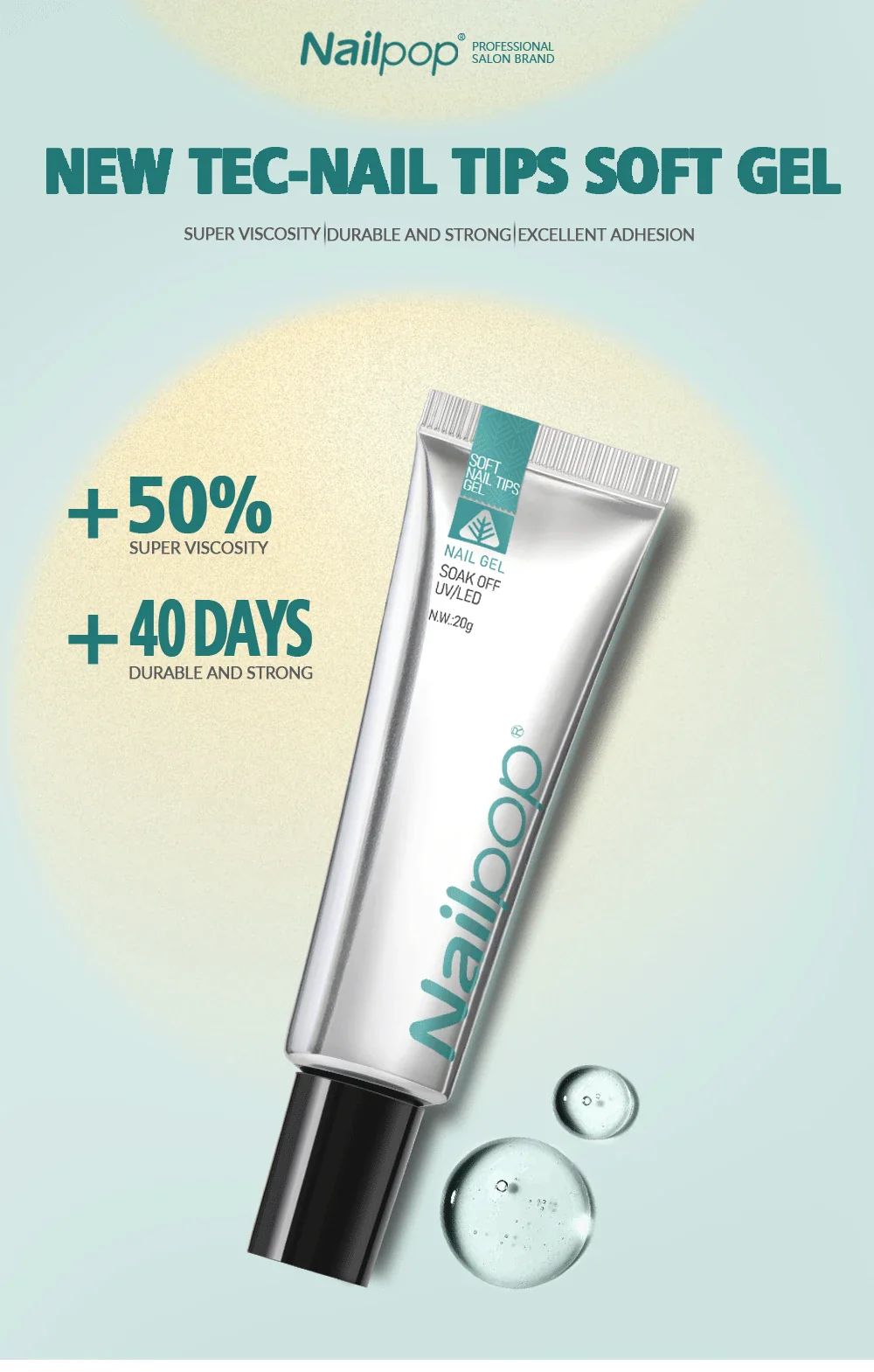Nailpop Soft Nail Tips Gel 20g - Image 3