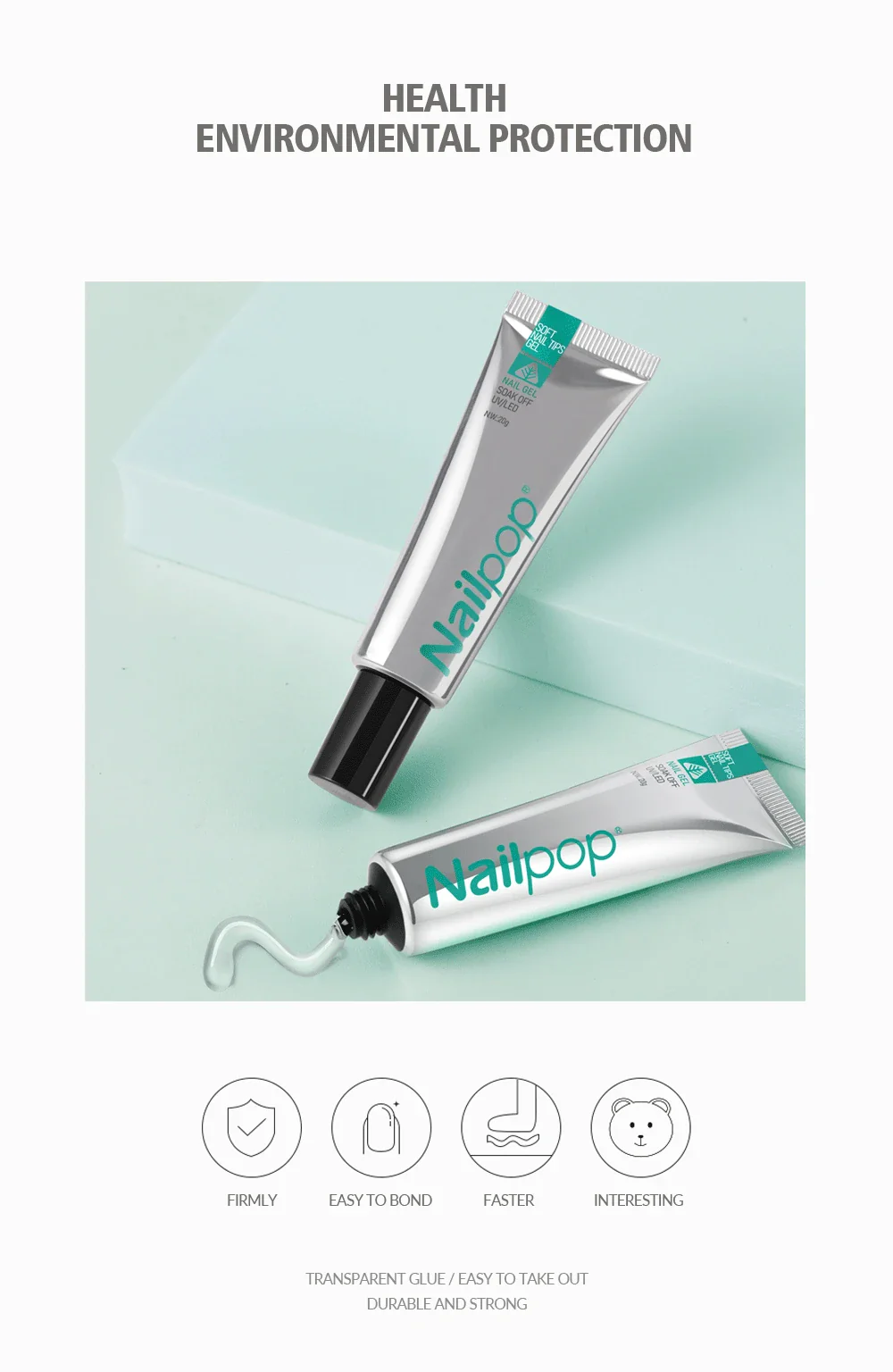 Nailpop Soft Nail Tips Gel 20g - Image 5
