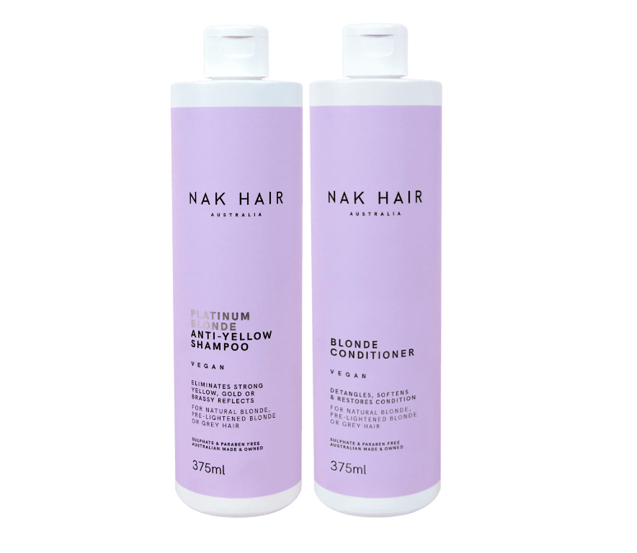 Nak Platinum Blonde Anti Yellow Shampoo and Blonde Conditioner 375ml - Image 2