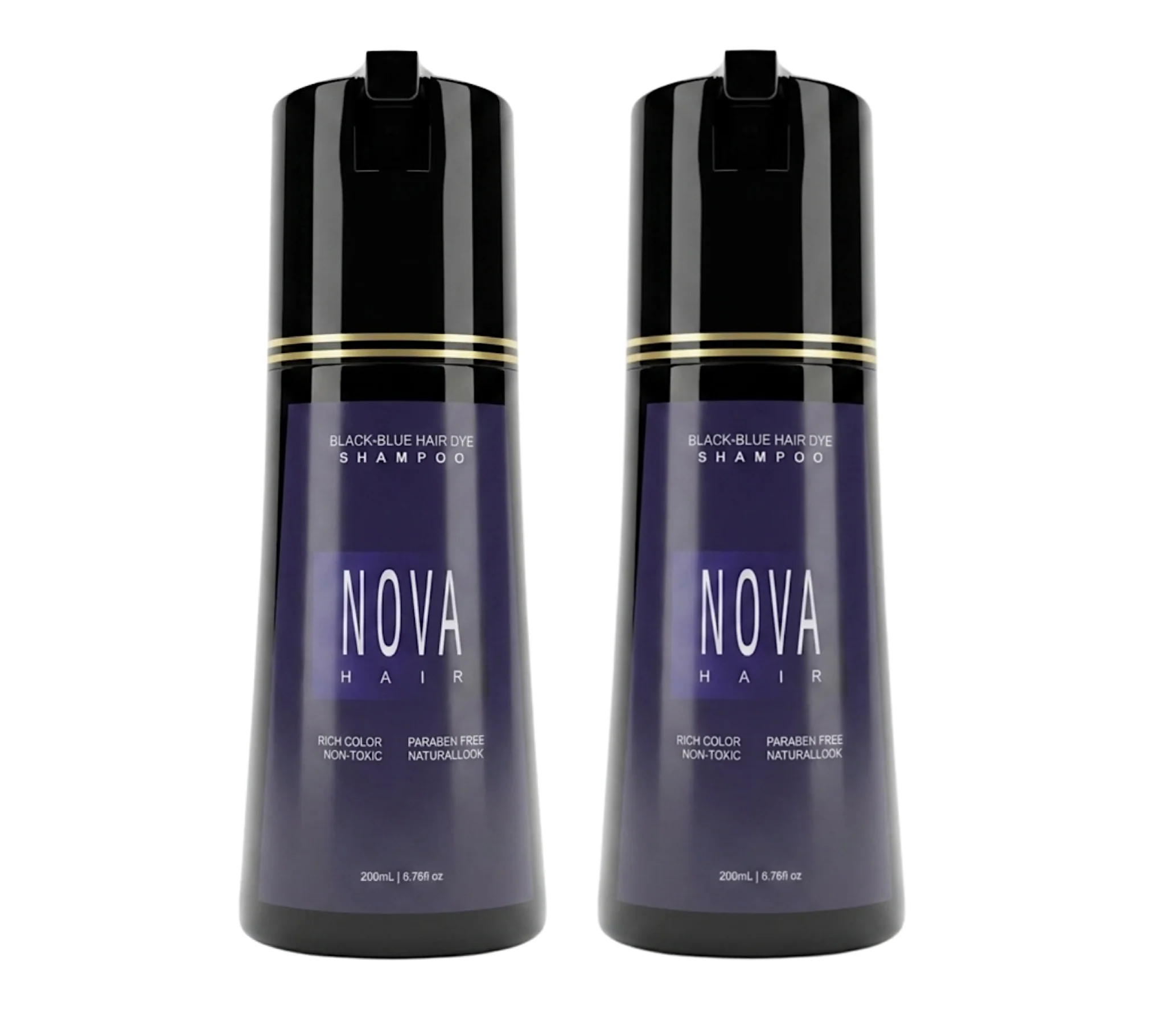 Nova Hair BLACK BLUE Hair Dye Shampoo 200ml (2pc)