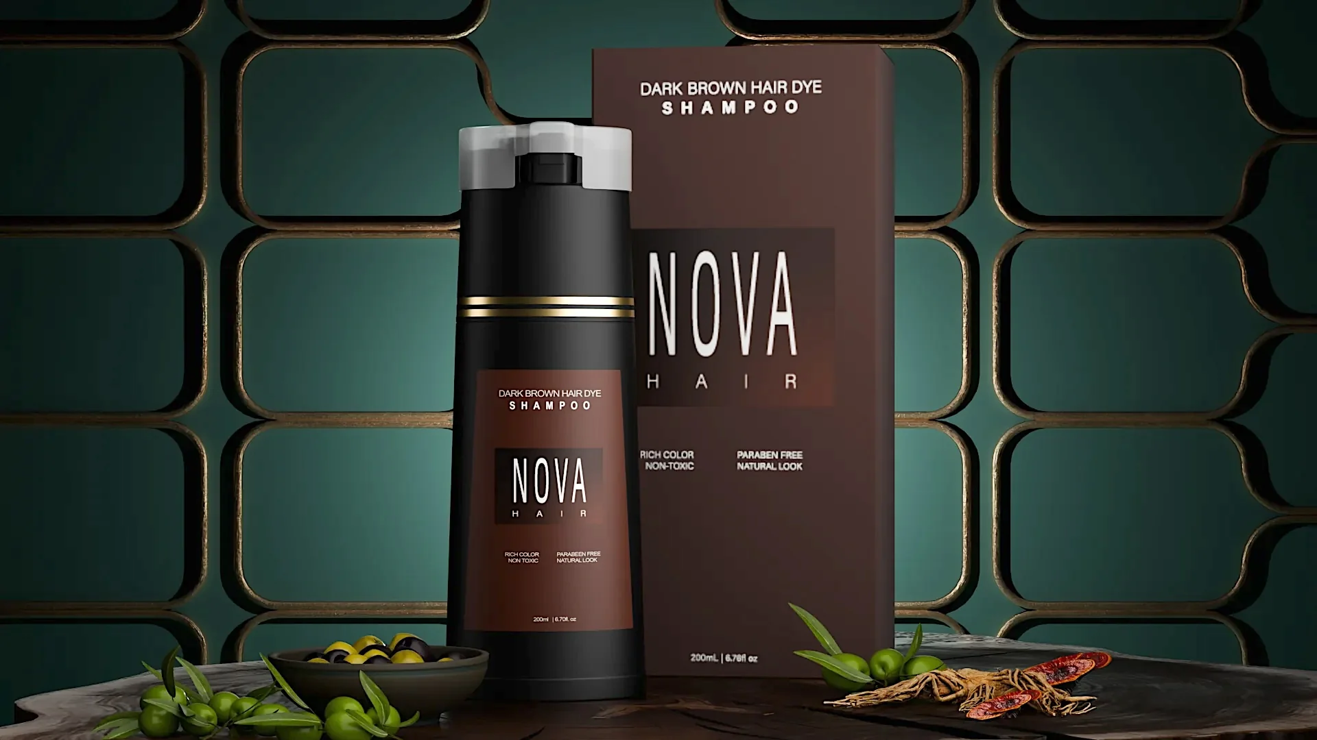 Nova Hair Dark Brown Hair Dye Shampoo 200ml - Image 2