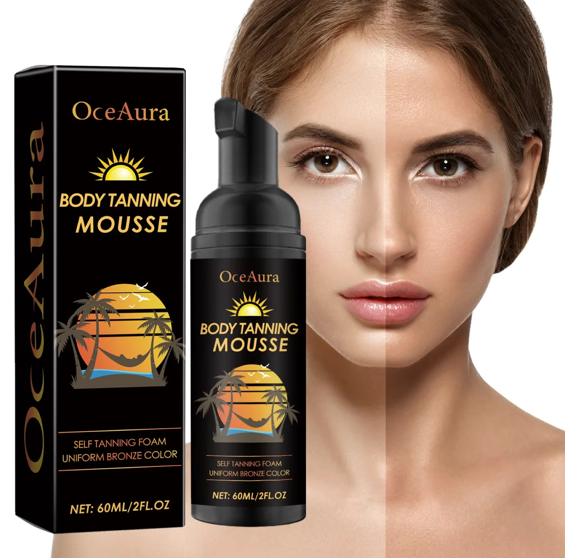 Oceaura Body Tanning Mousse Self Tanning Foam 60ml - Image 2