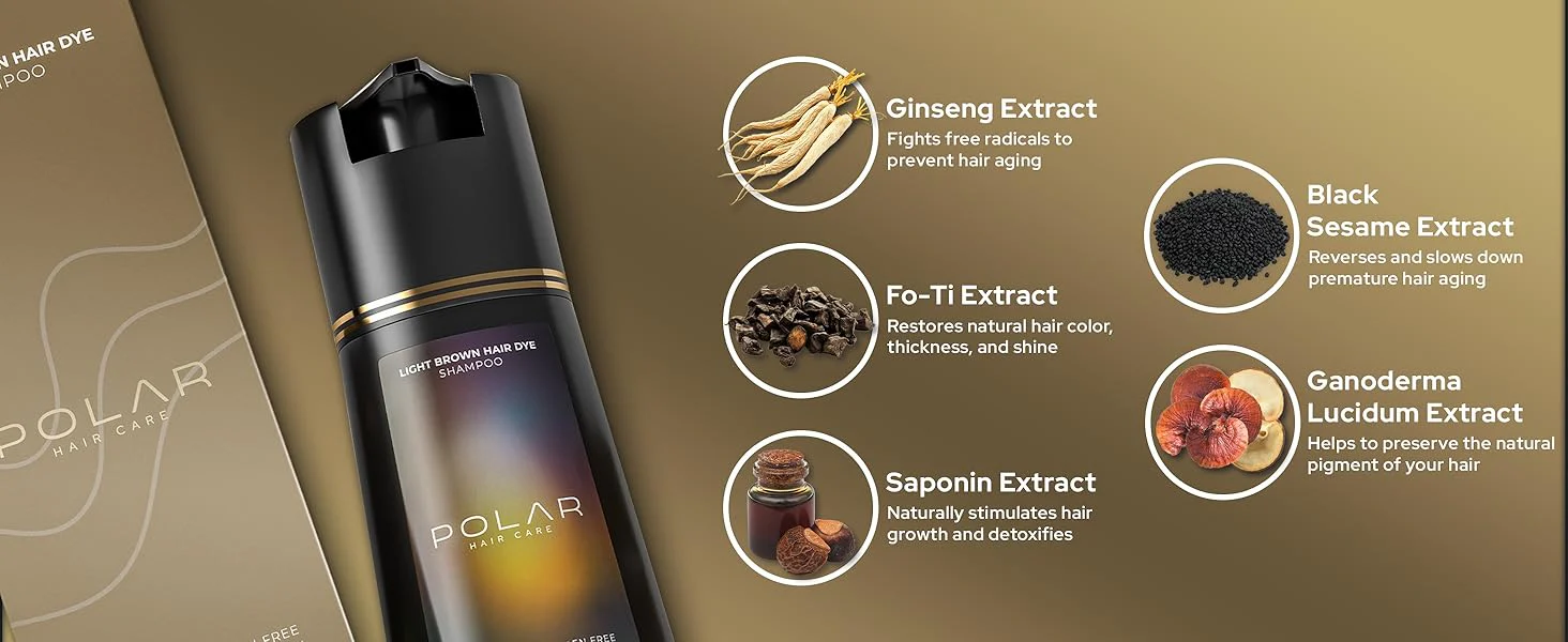 Polar Hair Care Light Brown Hair Dye Shampoo 200ml - Image 2