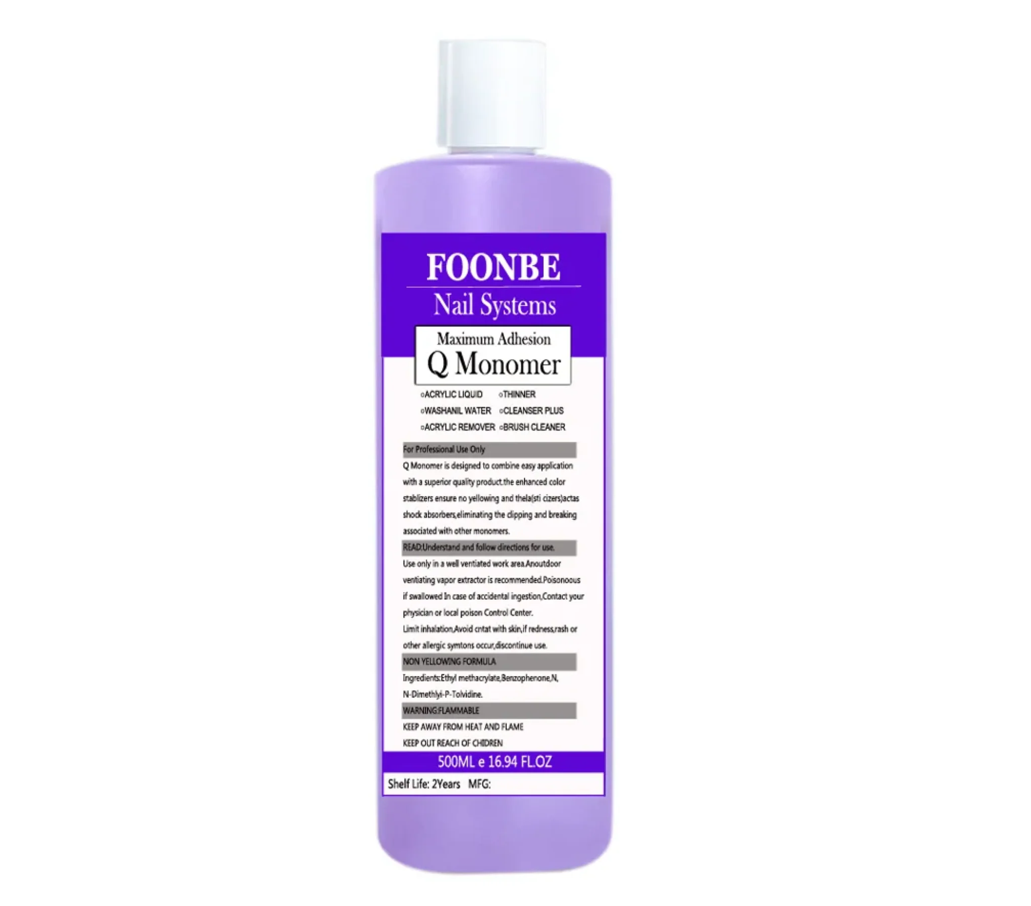 Professional Nails Monomer Acrylic Liquid Retention 500ml Clear