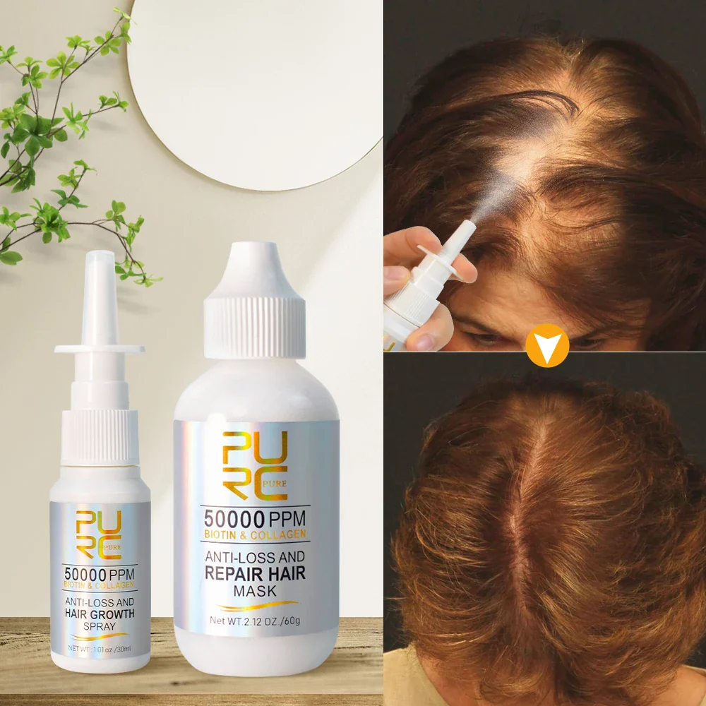 Purc Biotin & Collagen Anti Loss and Repair Hair Mask and Hair Growth Spray Duo - Image 2