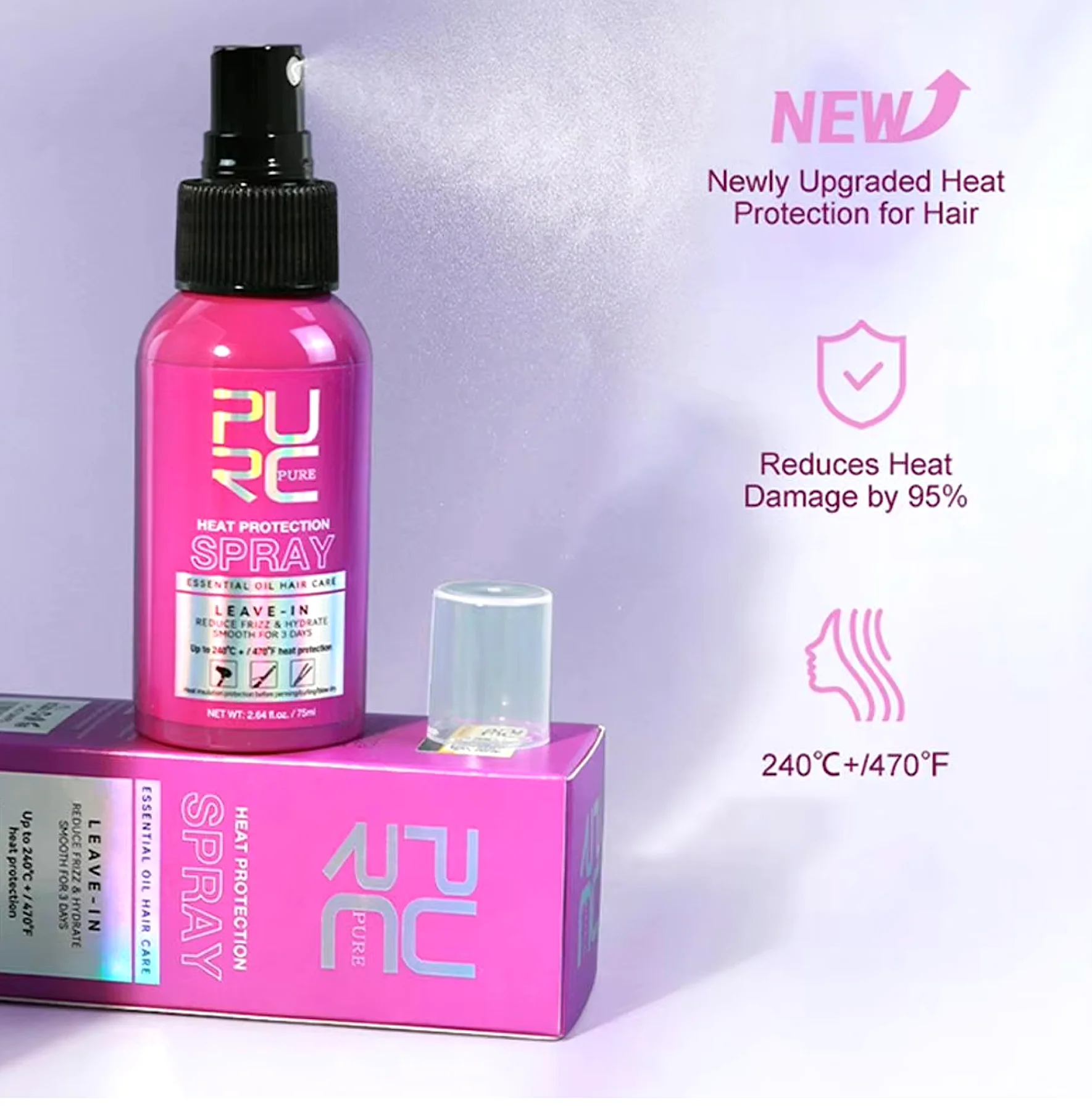 Purc Heat Protection Spray Essential Oil Leave In 75ml - Image 3