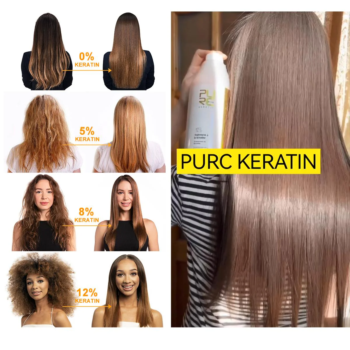 Purc Brazilian Keratin Treatment Wavy Hair 1000ml Formula 5% - Image 3