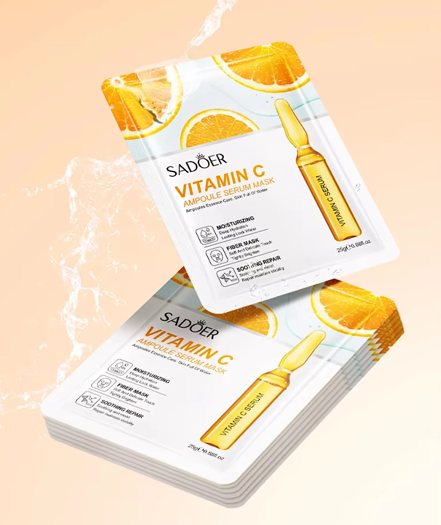 Sadoer Facial Skincare Masks 24K Gold Hyaluronic Acid Vitamin C (15pcs) - Image 4