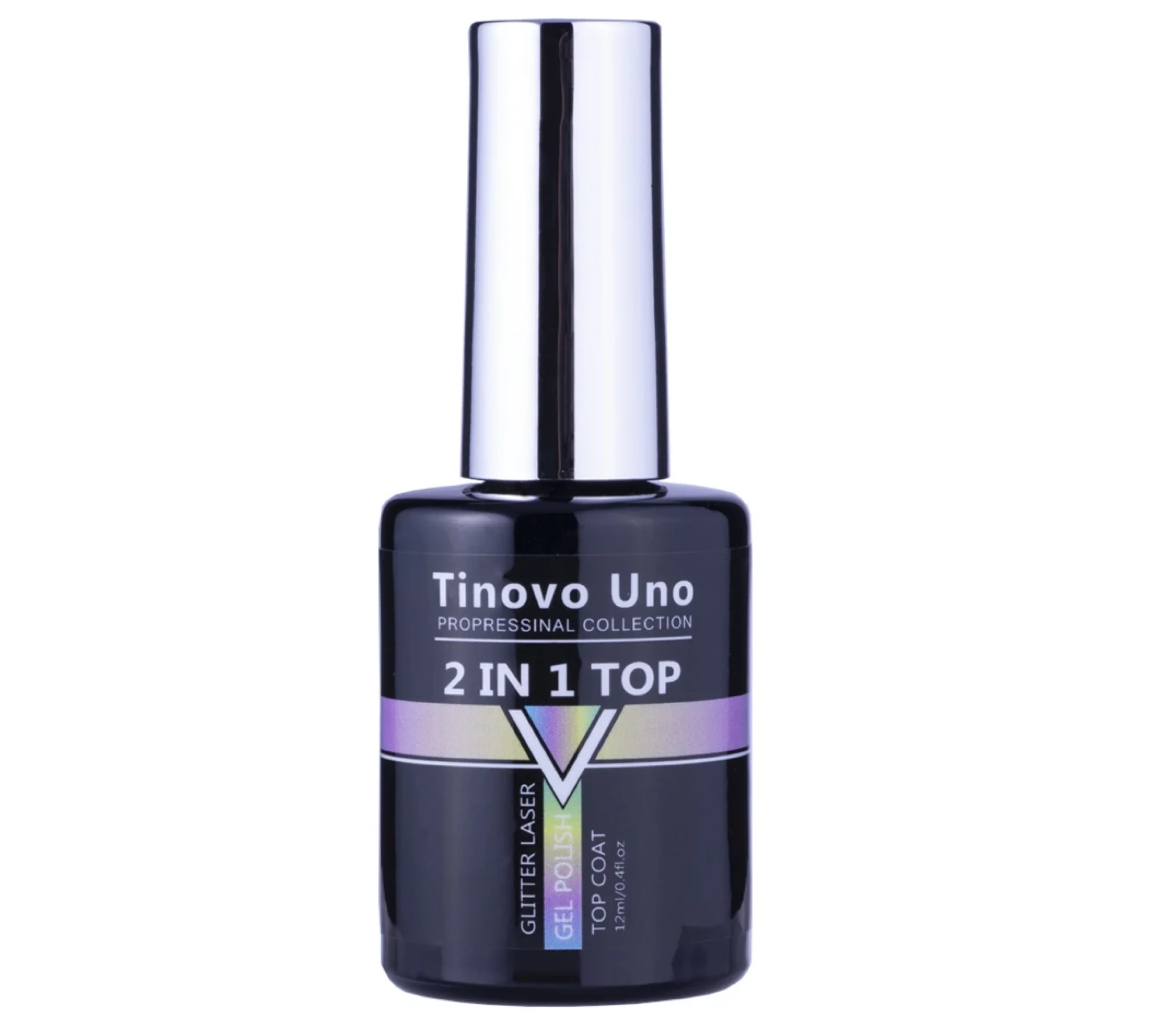 Tinovo Professional 2 In 1 Top Coat Glitter Laser Gel Polish 12ml