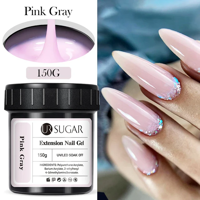 Ur Sugar Extension Nail Milky Color Gel Extension Pink Gray 150g - Image 2