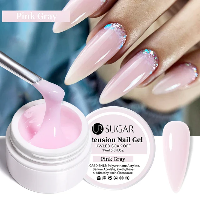 Ur Sugar Extension Nail Milky Color Gel Extension Pink Gray 15ml - Image 2