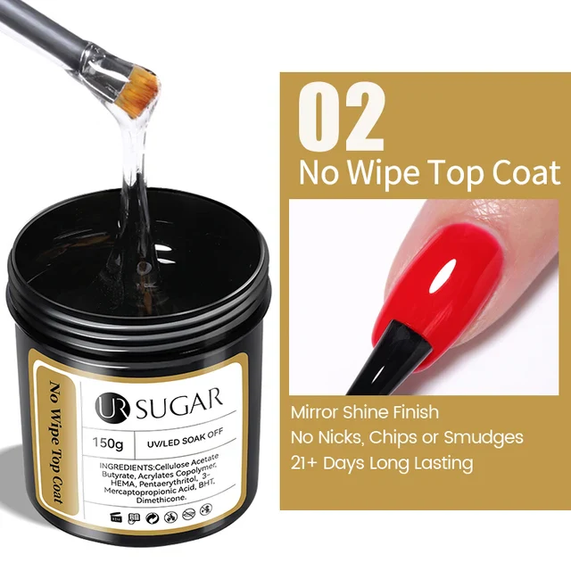Ur Sugar No Wipe Top Coat Gel Nail Extensions UV/LED 150g - Image 2