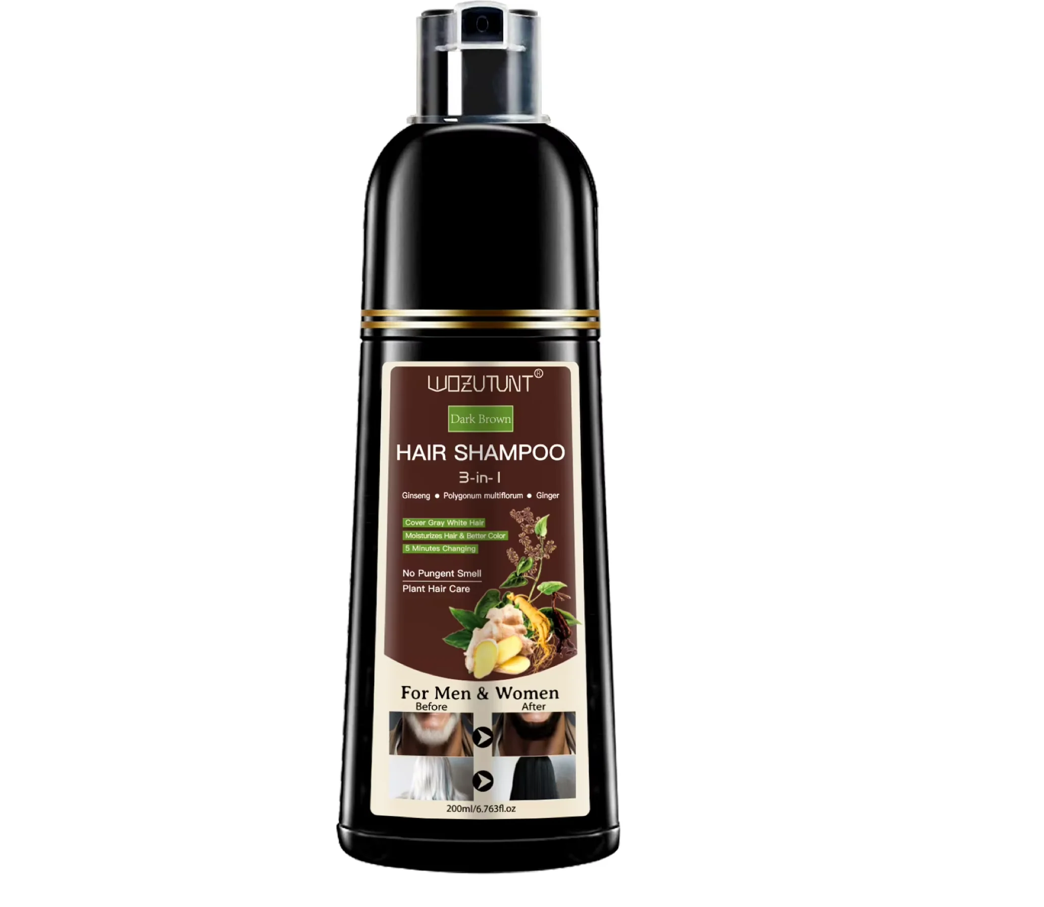 Wozutunt Dark Brown 3 In 1 Hair Dye Shampoo 200ml