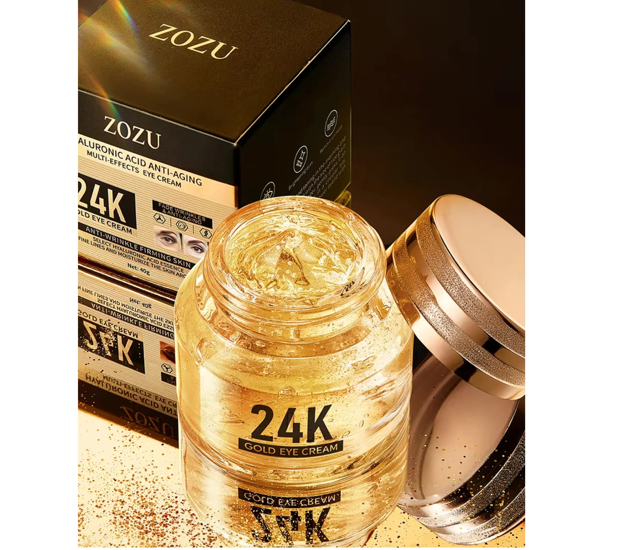 Zozu Hyaluronic Acid Anti Ageing 24K Gold Eye Cream 40g - Image 3